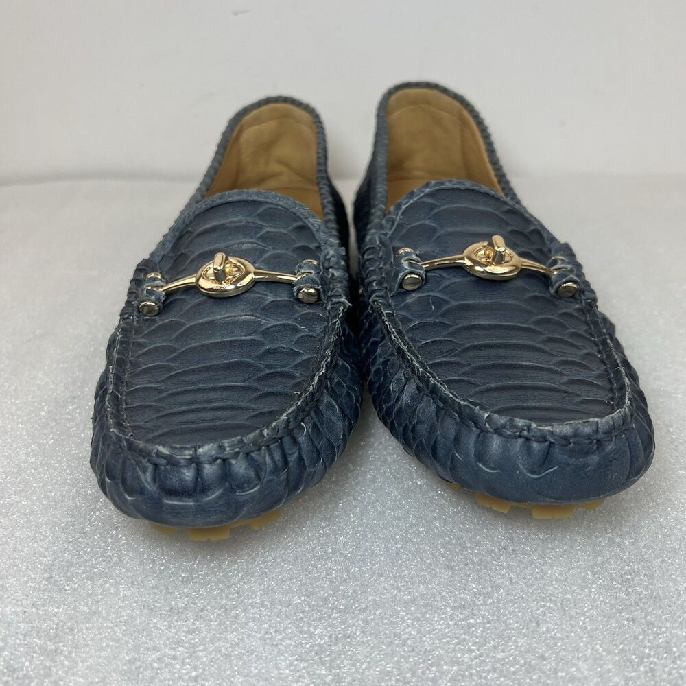 Coach Arlene Leather Loafer Alligator Pattern Teal Blue Womens Sz 11B Slip On - Picture 2 of 13